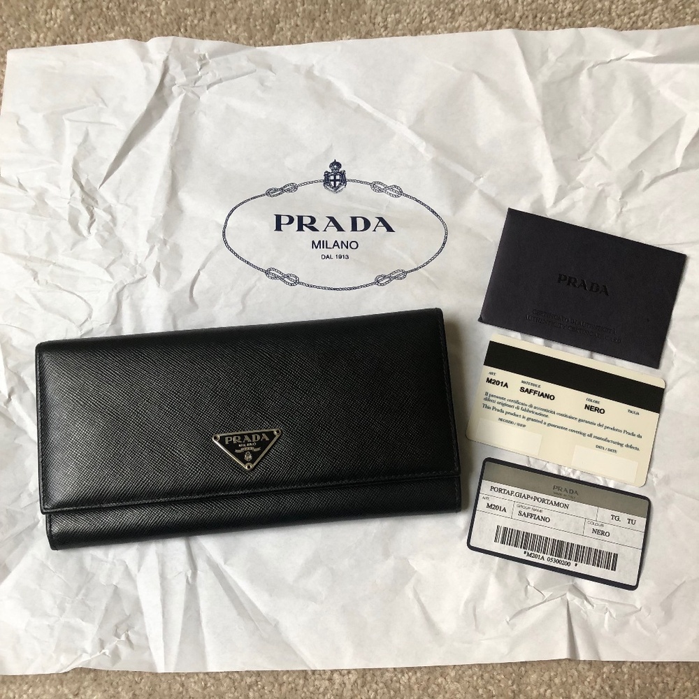 Prada Black Saffiano Long Wallet